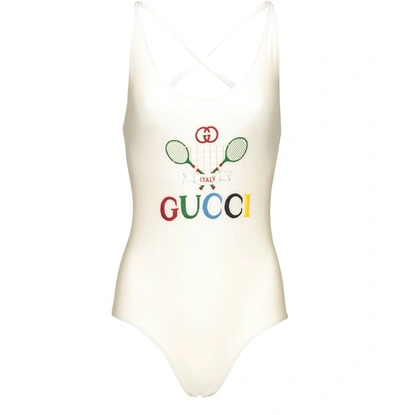 Shop Gucci Gg Tennis Swimming Costume In White