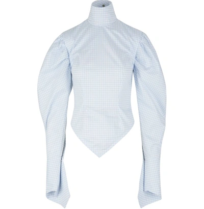 Shop Thebe Magugu Victorian Cotton Blouse In White Blue