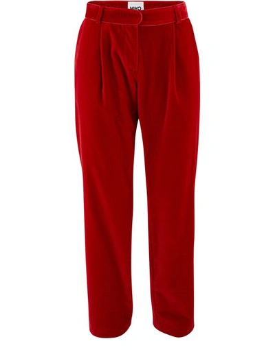 Shop Miko Miko Velvet Trousers In Red