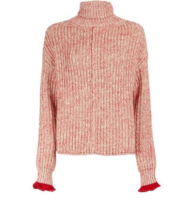 Shop Chloé Heavy Knit Sweater In Beige - Red 1