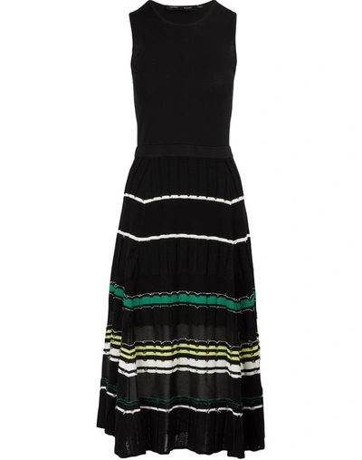 Shop Proenza Schouler Silk-blend Waisted Dress In 12222 Black/green Combo