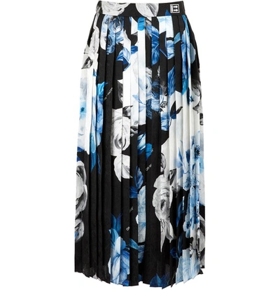 Shop Off-white Pleated Silk Skirt In Multi
