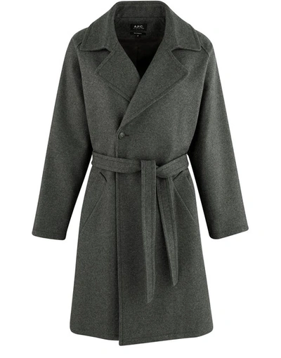 Shop Apc Bakerstreet Coat In Kaki Chine