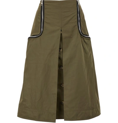 Shop Jw Anderson Zipped Midi Skirt In Safari