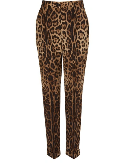 Shop Dolce & Gabbana Wool Trousers In Leo