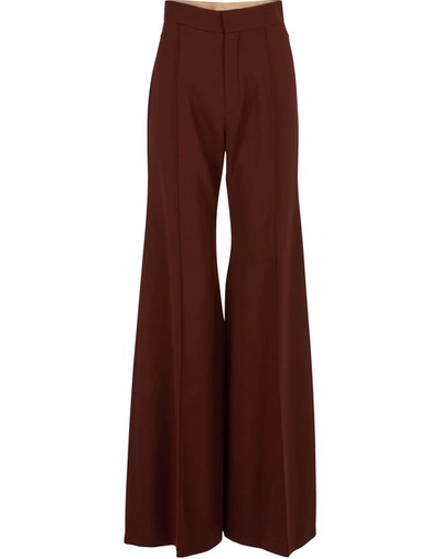 Shop Chloé Wool Pants In Dusky Brown