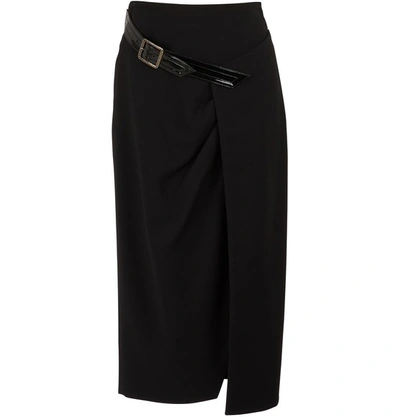 Shop Givenchy Asymmetric Wool Skirt In Black