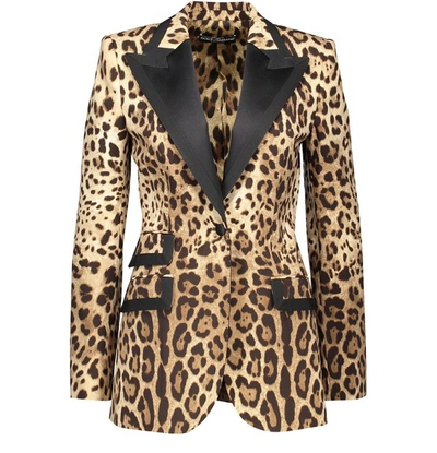 Shop Dolce & Gabbana Wool Blend Blazer In Leo