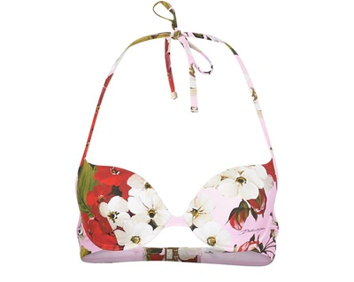 Shop Dolce & Gabbana Flowers Bikini Top In Rosa
