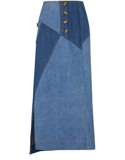 Shop Rejina Pyo Astrid Denim Skirt In Denim Tonal Blue Mix