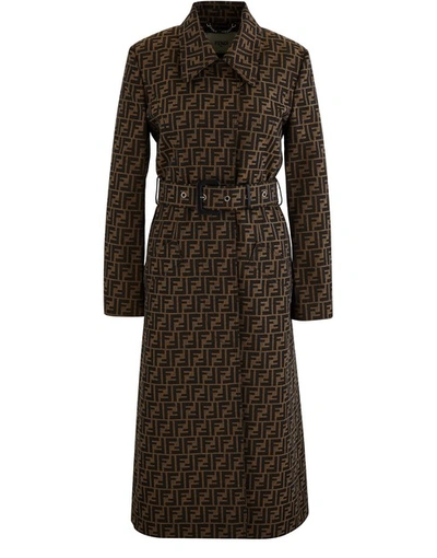 Shop Fendi Soprabito Ff Trench Coat In Tobacco