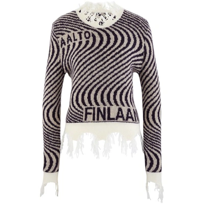 Shop Aalto Knitted Wave Jumper In Violet Cream