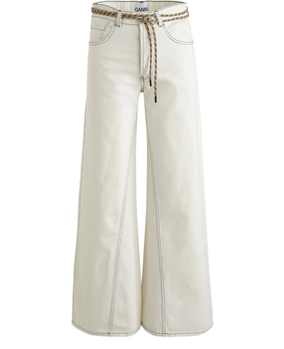 Shop Ganni Wide Faded Jeans In Bright White