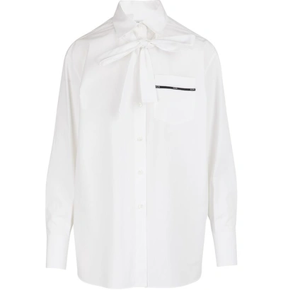 Shop Valentino Shirt With Tie Collar In Bianco