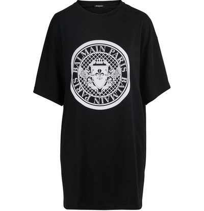 Shop Balmain Logo T-shirt In Eab Noir Blanc