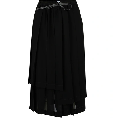 Shop Loewe Pleated Skirt In Black