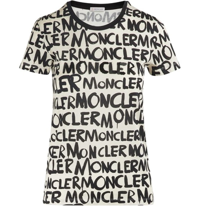 Shop Moncler Logo T-shirt In White Black