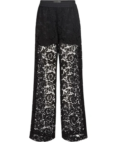 Shop Valentino Lace Pants In Black