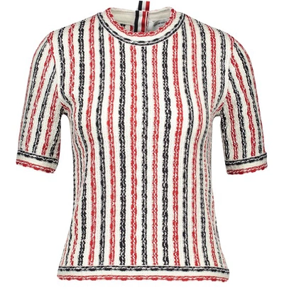 Shop Thom Browne Striped Top In Rwbwht