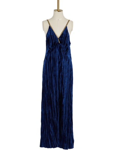 Shop Forte Forte Pleated Velvet Dress In Bluette