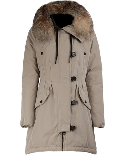 Moncler Aredhel Fox Fur Trim Down Parka In Dark Beige | ModeSens