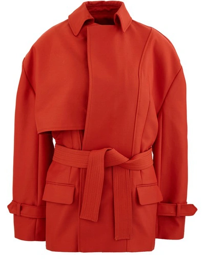 Shop Jacquemus Carini Short Coat In Red Brick