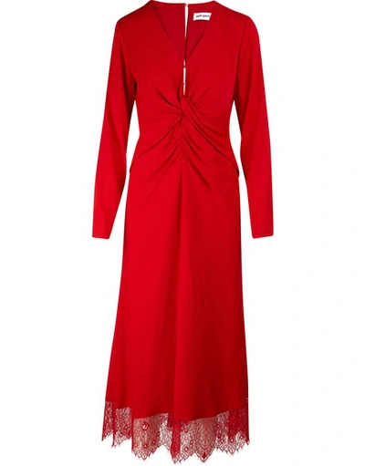 Shop Self-portrait Midi Dress In Dark Red