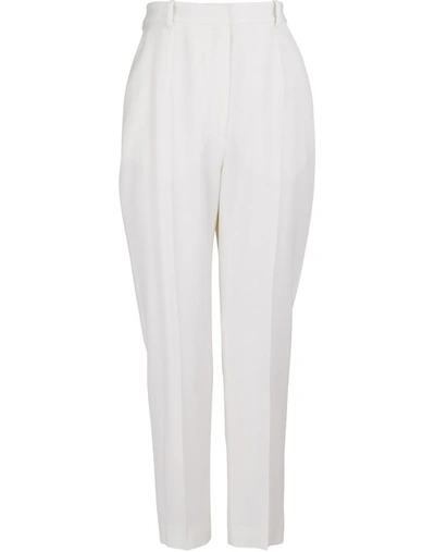 Shop Alexander Mcqueen Wool Pants In 9016 - Soft White