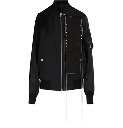 Shop Rick Owens Wool Bomber Jacket In Black