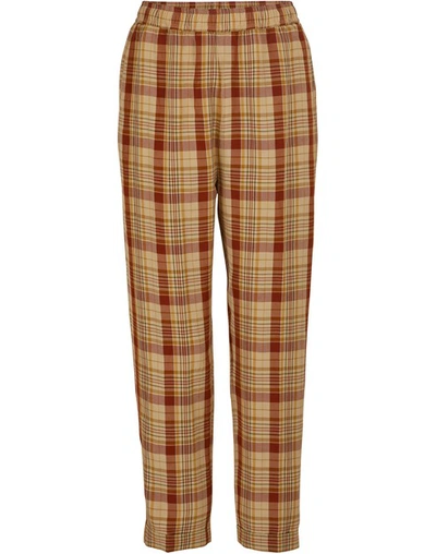 Shop Acne Studios Checked Pants In Brown/yellow