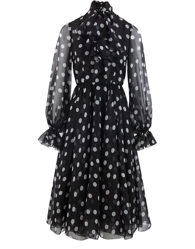 Shop Dolce & Gabbana Midi Dress In Bianco Nero