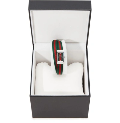 Shop Gucci G-frame Watch In Red Green