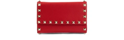 Shop Valentino Garavani Rockstud Wallet In Rouge Pur