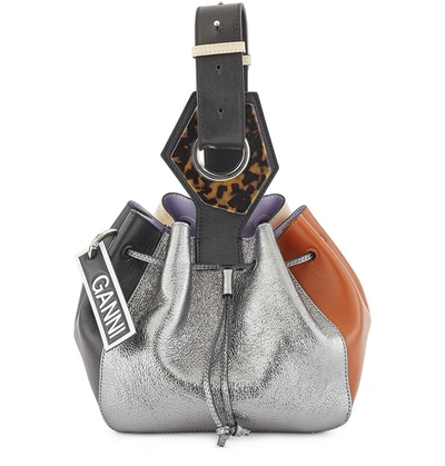 Shop Ganni Leather Handbag In Multicolour