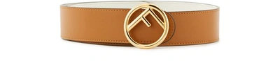 Shop Fendi Belt In Caramel/bianco