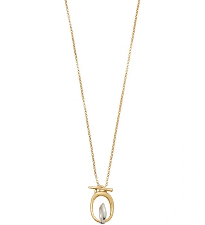 Shop Charlotte Chesnais Turtle Necklace In Yellow Vermeil Silver