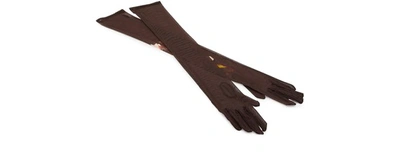 Shop Dries Van Noten Long Printed Gloves In Brown