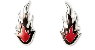 Shop Ambush Flame Earrings In Silver