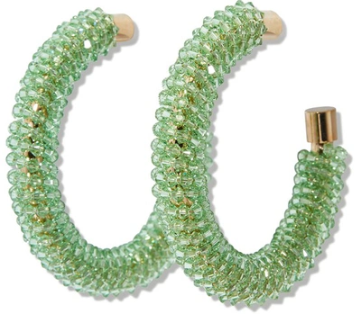 Shop Jacquemus Brila Hoop Earrings In Light Green