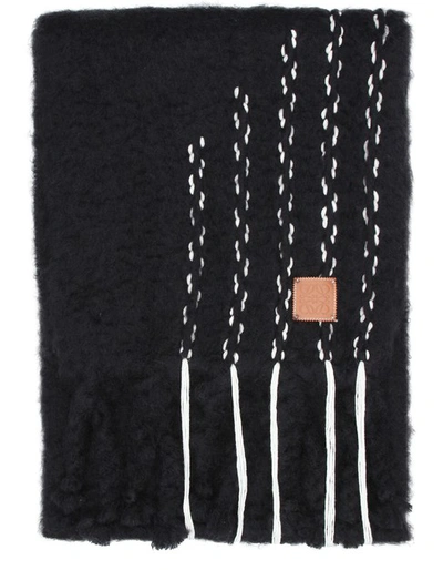 Shop Loewe Stitches Mohair Scarf In Black