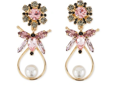 Shop Erdem Bee Drop Earrings In Pink Grey