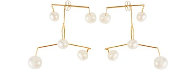 Shop Anissa Kermiche Kinetic Earrings In Gold/white