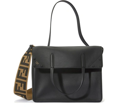 Shop Fendi Flip R Handbag In Nero Oro