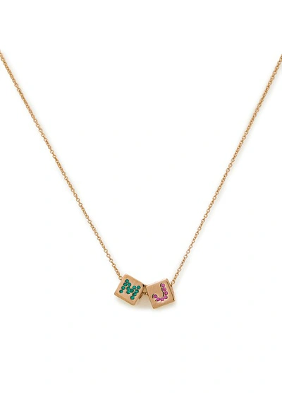 Shop Marc Jacobs The Toy Blocks Pendant Necklace In Gold Multi