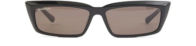 Shop Balenciaga Tip Rectangle Sun Glasses In 1000