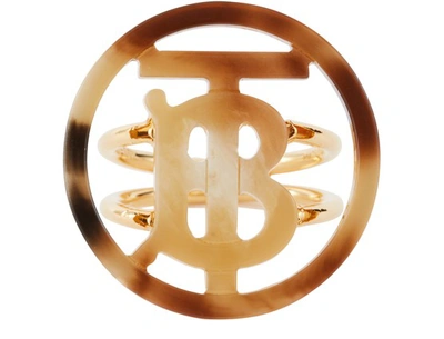 Shop Burberry Tb Ring In Light Gold/horn