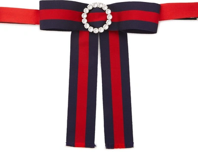 Shop Gucci Web Neck Bow In Red/blue