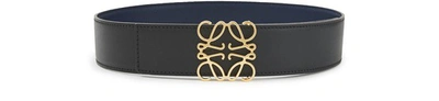 Shop Loewe Anagram Belt 4cm In Black Navy Gold