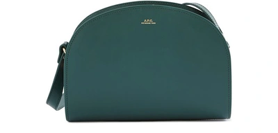 Shop Apc Glossy Smooth Leather Half-moon Bag In Vert Fonce