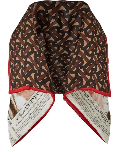 Shop Burberry Silk Scarf In Bridle Brown